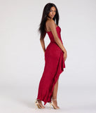 Make a statement in the Vivienne Strapless Slit Glitter Formal Dress, a bold red prom dress designed to exude confidence, elegance, and a striking prom-night look.