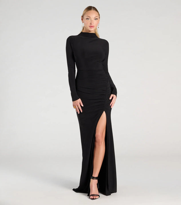 Maxi Dress Black Bodycon Formal Dress Vienna Long Sleeve Open Back