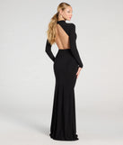 The Vienna Long Sleeve Open Back Bodycon Formal Dress is a show-stopping black prom dress, offering a sleek, slimming silhouette that enhances your natural beauty for an unforgettable night.
