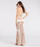 Make a bold statement in the Paula Satin Strapless High Slit Mermaid Dress in gold, the perfect spring dress for weddings, cocktail hours, nights out, and/or seasonal celebrations.