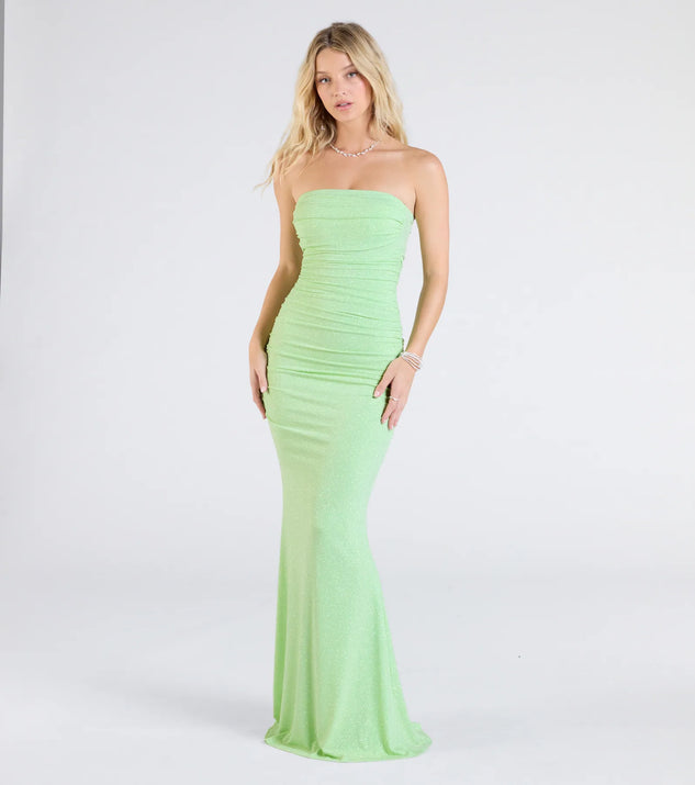 Mischka Strapless Mermaid Glitter Formal Dress | Windsor