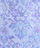 Step into the Prom 2025 dance in the Paulina Strappy Open Back Slit Sequin Formal Dress in periwinkle, a stunning blue prom dress designed to complement any theme with its timeless allure and statement-making style.