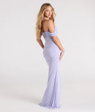 Turn heads at Prom 2025 in this periwinkle prom dress, where statement-making details meet the iconic style of the Ramona Off-The-Shoulder Mermaid Formal Dress.
