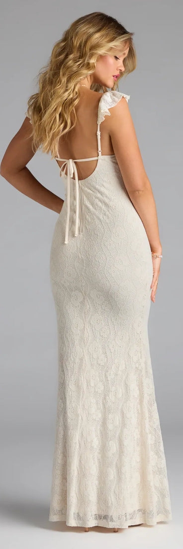 Romy Ruffle Tie-Back Mermaid Lace Formal Dress