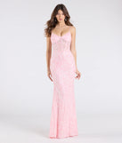 Make a bold statement in the Rosalia Sweetheart Mermaid Sequin Formal Dress in pink, the perfect spring dress for weddings, cocktail hours, nights out, and/or seasonal celebrations.