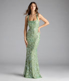 Turn heads at Prom 2025 in this sage green prom dress, where statement-making details meet the iconic style of the Lexie Floral Sequin Lace-Up Mermaid Dress.