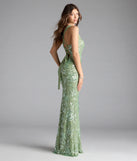 Turn heads at Prom 2025 in this sage green prom dress, where statement-making details meet the iconic style of the Lexie Floral Sequin Lace-Up Mermaid Dress.