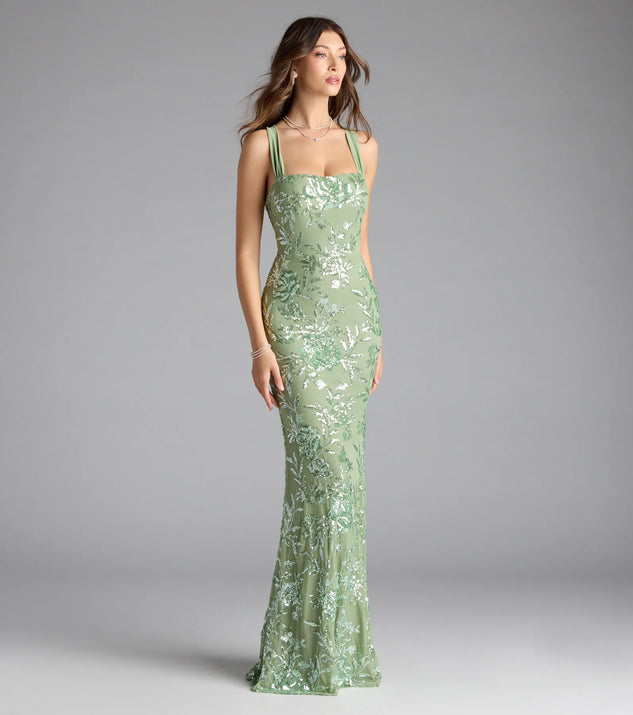 Elia High Slit Floral Crepe Mermaid Dress | Windsor