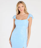 Turn heads at Prom 2025 in this light blue prom dress, where statement-making details meet the iconic style of the Tanya Lace-Up Slit Mermaid Beaded Formal Dress.