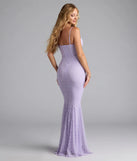 Own the spotlight in the Ariella Corset Mermaid Lace Formal Dress, a lavender formal dress crafted to deliver luxe style for summer weddings, Army Balls, or any special event.