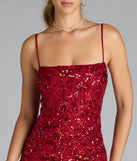 Turn heads at Prom 2025 in this red prom dress, where statement-making details meet the iconic style of the Jolie Sequin Slit Formal Dress.