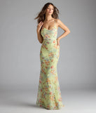 Rosalee Lace-Up Floral Mesh Formal Dress