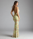 Rosalee Lace-Up Floral Mesh Formal Dress