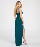 Flaunt your silhouette in the tight Delilah V-Neck Slit Bodycon Formal Dress in hunter green, a bodycon dress that empowers your look with bold style and effortless edge.