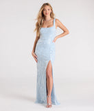 Turn heads at Prom 2025 in this light blue prom dress, where statement-making details meet the iconic style of the Taylor Lace-Up Slit Sequin Formal Dress.