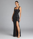 Turn heads at Prom 2025 in this black prom dress, where statement-making details meet the iconic style of the Taylor Lace-Up Slit Sequin Formal Dress.