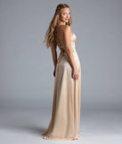Turn heads at Prom 2025 in this gold prom dress, where statement-making details meet the iconic style of the Allegra Lace-Up Slit A-Line Satin Formal Dress.