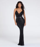 Own the spotlight in the Kailey Lace-Up Mermaid Sequin Beaded Formal Dress, a black formal dress crafted to deliver luxe style for summer weddings, Army Balls, or any special event.