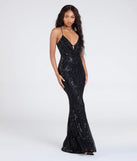 The Kailey Lace-Up Mermaid Sequin Beaded Formal Dress is a show-stopping black prom dress, offering a sleek, slimming silhouette that enhances your natural beauty for an unforgettable night.