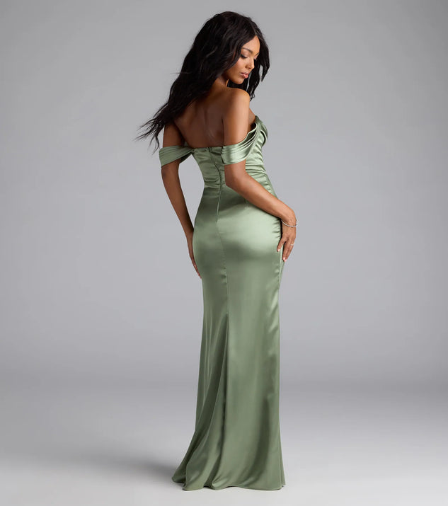 Lova Off-The-Shoulder Corset Satin Formal Dress | Windsor Lova Off-The-Shoulder Corset Satin Formal Dress | Windsor