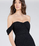 The Tamara Off-The-Shoulder Mermaid Glitter Formal Dress is a show-stopping black prom dress, offering a sleek, slimming silhouette that enhances your natural beauty for an unforgettable night.
