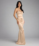 Priscilla Formal Satin Strapless Mermaid Dress