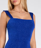 The Brittney Lace-Up Slit Bodycon Glitter Formal Dress in luxe royal blue fabric, a stunning prom dress with statement details designed to make a bold impression at Prom 2025.