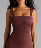 Brittney Lace-Up Slit Bodycon Glitter Formal Dress
