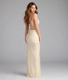 Own the spotlight in the Kehlani Formal Floral Lace Slit Mermaid Dress, a ivory formal dress crafted to deliver luxe style for autumn weddings, Military Balls, or any special event.