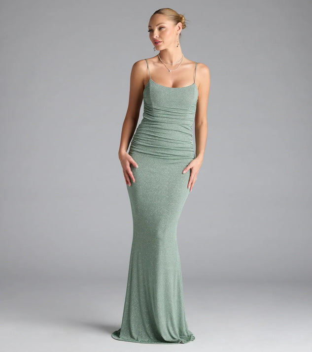 Shop Windsor Kylie Lace-Up Mermaid Glitter Formal Dress Online – Trendy & Affordable Fashion