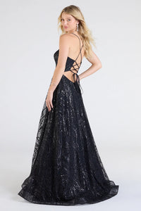 Klaire Lace-Up A-Line Glitter Sequin Formal Dress