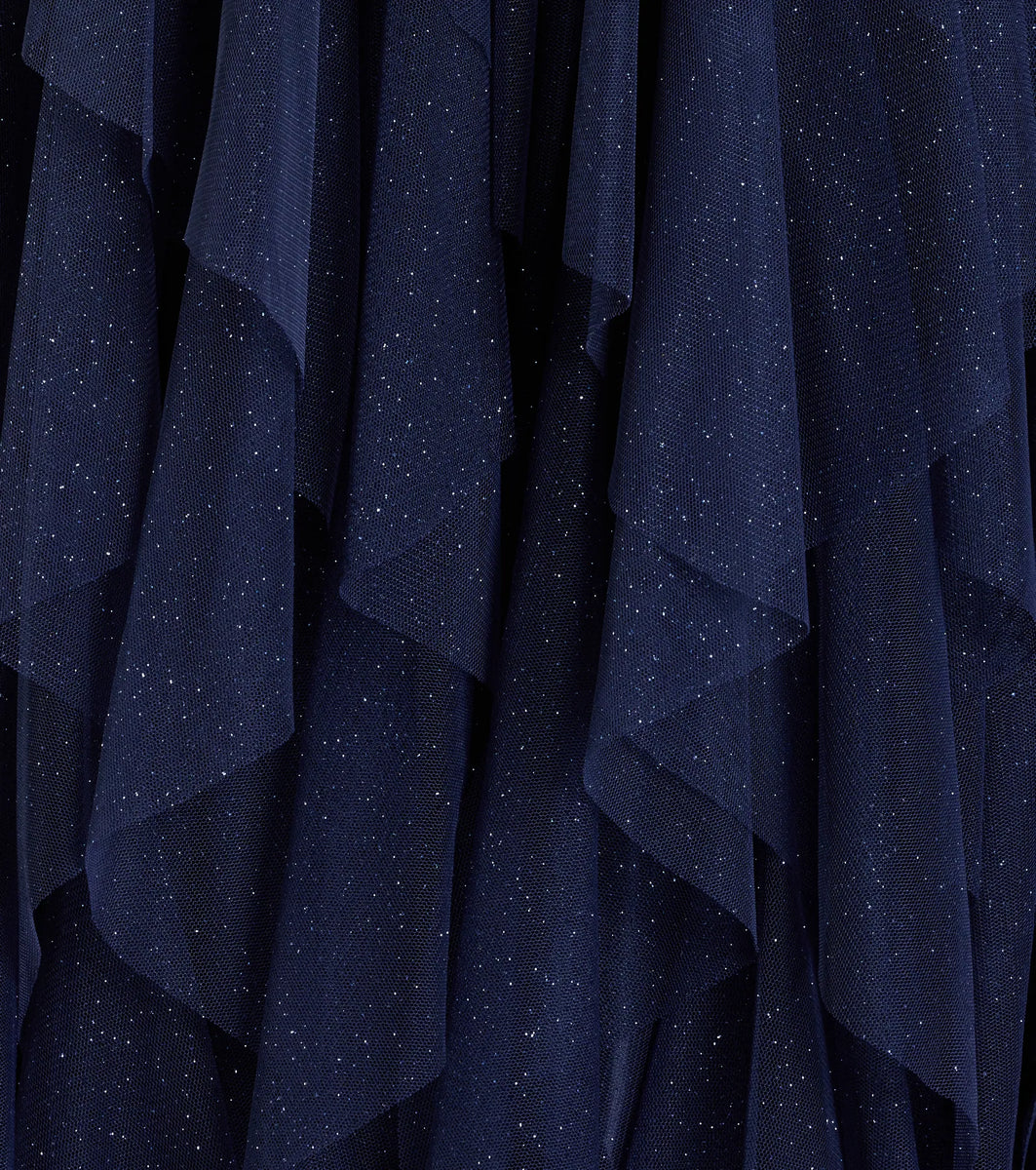 V-neck Cap Sleeve A-Line Tiered Ruffles Long Dress Ink Blue
