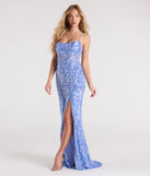 Turn heads at Prom 2025 in this periwinkle prom dress, where statement-making details meet the iconic style of the Lucille Lace-Up Corset Sequin Formal Dress.