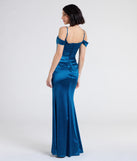 Turn heads at Prom 2025 in this teal prom dress, where statement-making details meet the iconic style of the Trista Cold Shoulder Slit Satin Formal Dress.