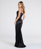 Turn heads at Prom 2025 in this black prom dress, where statement-making details meet the iconic style of the Lucia Lace Corset Slit Satin Formal Dress.