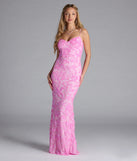 Turn heads at Prom 2025 in this pink prom dress, where statement-making details meet the iconic style of the Alandra Sweetheart Mermaid Sequin Formal Dress.