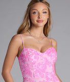 Turn heads at Prom 2025 in this pink prom dress, where statement-making details meet the iconic style of the Alandra Sweetheart Mermaid Sequin Formal Dress.
