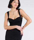 The Shelia Lace-Up Mermaid Glitter Formal Dress is a show-stopping black prom dress, offering a sleek, slimming silhouette that enhances your natural beauty for an unforgettable night.