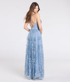 Step into the Prom 2025 dance in the Ayva A-Line Glitter Sequin Tulle Formal Dress in denim, a stunning blue prom dress designed to complement any theme with its timeless allure and statement-making style.