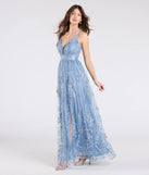 Step into the Prom 2025 dance in the Ayva A-Line Glitter Sequin Tulle Formal Dress in denim, a stunning blue prom dress designed to complement any theme with its timeless allure and statement-making style.
