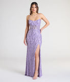 Turn heads at Prom 2025 in this lavender prom dress, where statement-making details meet the iconic style of the Meghan Lace-Up Corset Sequin Bead Formal Dress.