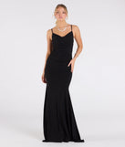Feel instantly put-together in the Corrina Cowl Neck Mermaid Glitter Formal Dress in black, a summer wedding guest dress designed for confident style and all-out celebration.