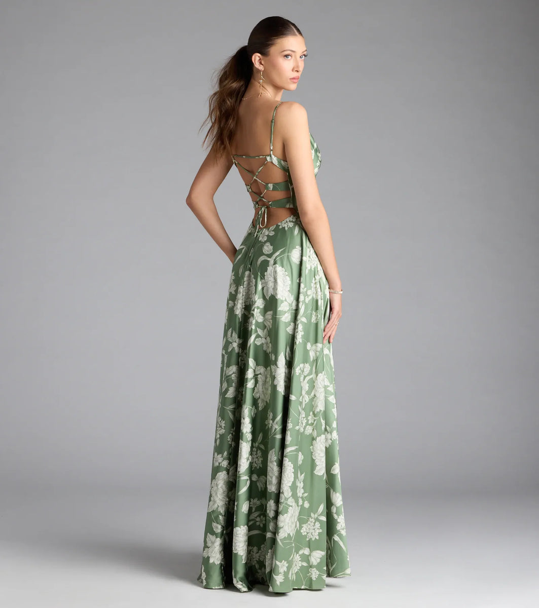 Plus Vera Satin Lace Up Formal Dress