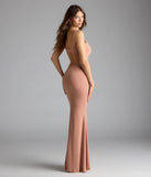 Own the spotlight in the Halie Open Back Mermaid Glitter Formal Dress, a camel brown formal dress crafted to deliver luxe style for summer weddings, Army Balls, or any special event.