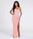Make a bold statement in the Diane Lace-Up Slit Mermaid Glitter Formal Dress in peach, the perfect spring dress for weddings, cocktail hours, nights out, and/or seasonal celebrations.