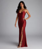 Own the spotlight in the Becky V-Neck Tie-Back Slit Mermaid Dress, a rust formal dress crafted to deliver luxe style for summer weddings, Army Balls, or any special event.