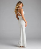 Own the spotlight in the Zoey Halter Bodycon Glitter Formal Dress, a white formal dress crafted to deliver luxe style for summer weddings, Army Balls, or any special event.