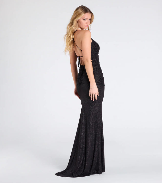 Brigitta Glitter Lace-Up Mermaid Dress