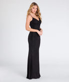 The Brigitta Glitter Lace-Up Mermaid Dress in luxe black fabric, a stunning prom dress with statement details designed to make a bold impression at Prom 2025.