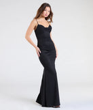 The Acacia Glitter Knit Cowl Neck Mermaid Dress in luxe black fabric, a stunning prom dress with statement details designed to make a bold impression at Prom 2025.